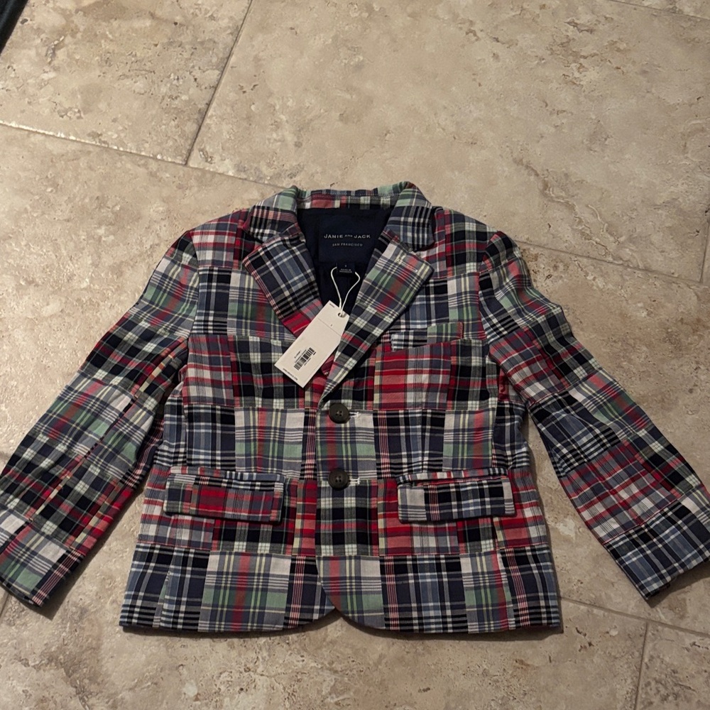 Janie and Jack Multicolor Plaid Blazer